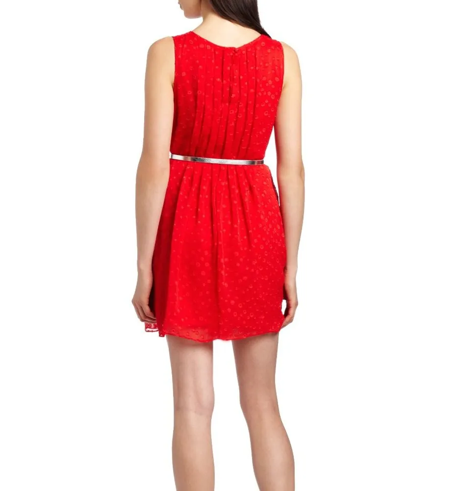 Pleated Belted Dress