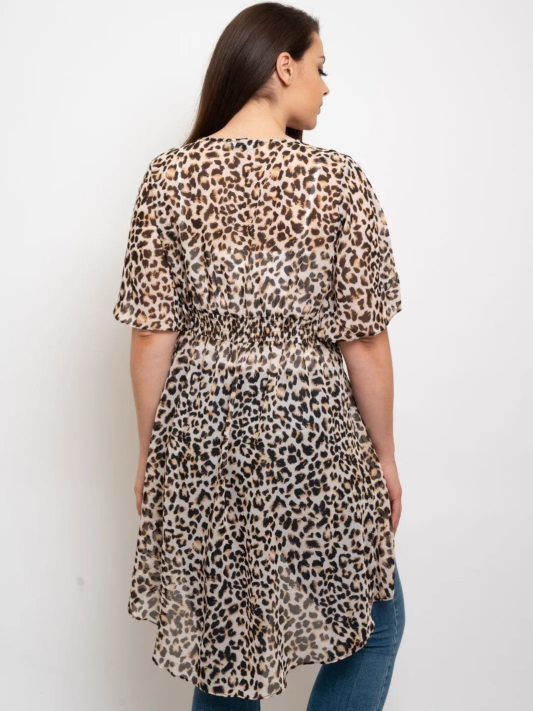 WOMEN'S ANIMAL PRINT SELF TIE TOP